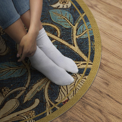 Tapis rond en vinyle Tissu imitation avec des plantes