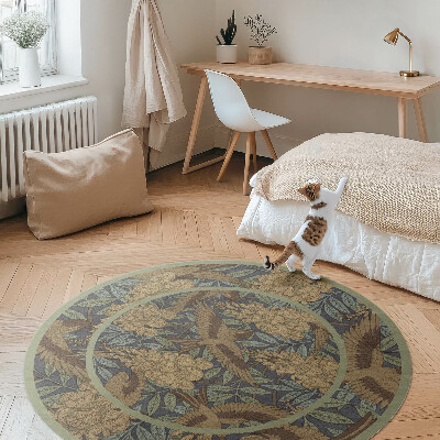 Tapis vinyle Oiseaux, fleurs et feuilles vintage