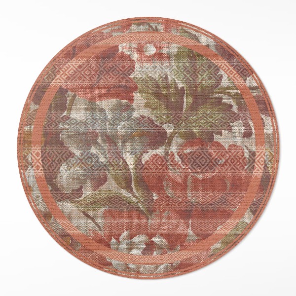 Tapis rond en vinyle Fleurs fanées rétro