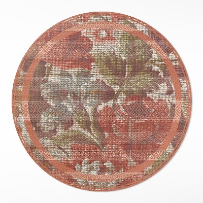 Tapis rond en vinyle Fleurs fanées rétro