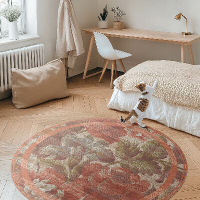 Tapis rond en vinyle Fleurs fanées rétro