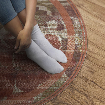 Tapis rond en vinyle Fleurs fanées rétro