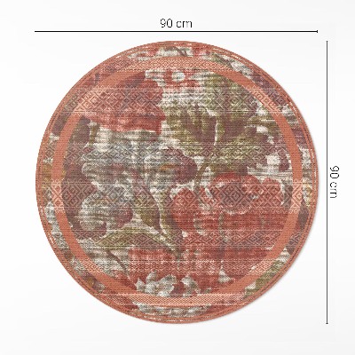 Tapis rond en vinyle Fleurs fanées rétro