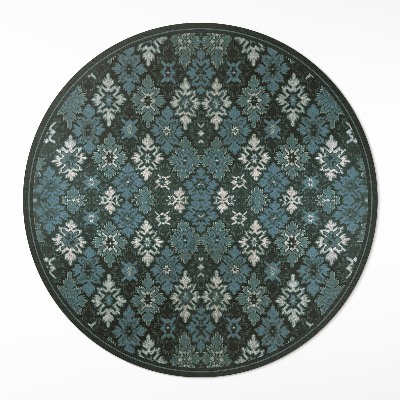 Tapis rond en vinyle Damier végétal rétro