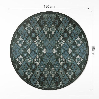 Tapis rond en vinyle Damier végétal rétro