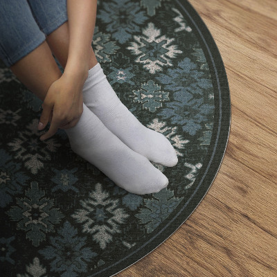 Tapis rond en vinyle Damier végétal rétro