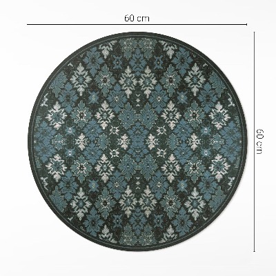Tapis rond en vinyle Damier végétal rétro
