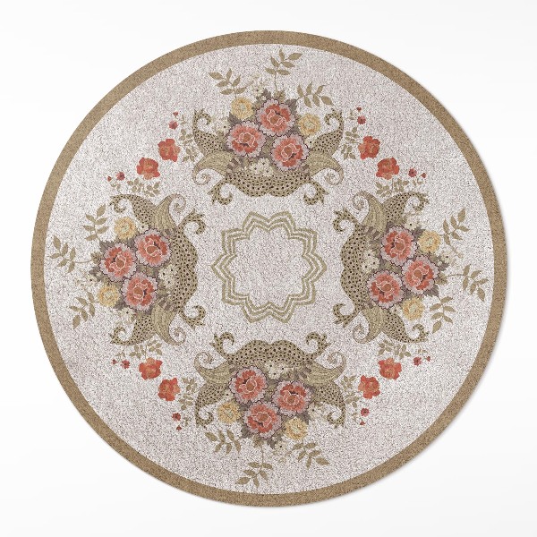 Tapis rond en vinyle Compositions florales rétro