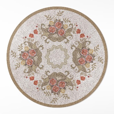 Tapis rond en vinyle Compositions florales rétro
