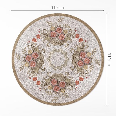 Tapis rond en vinyle Compositions florales rétro
