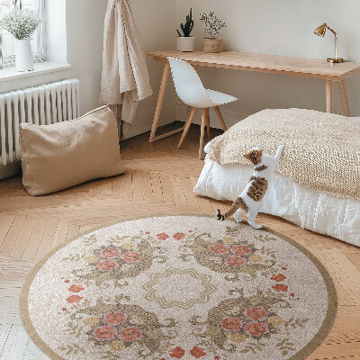 Tapis rond en vinyle Compositions florales rétro