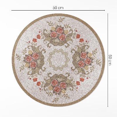 Tapis rond en vinyle Compositions florales rétro