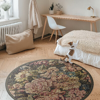 Tapis vinyle Fleurs rétro vintage vieillies