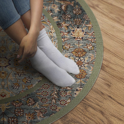 Tapis rond en vinyle Plantes vintage de style turc