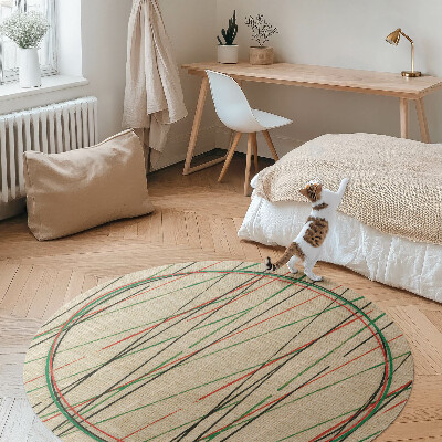 Tapis rond en vinyle Lignes colorées sur le tissu