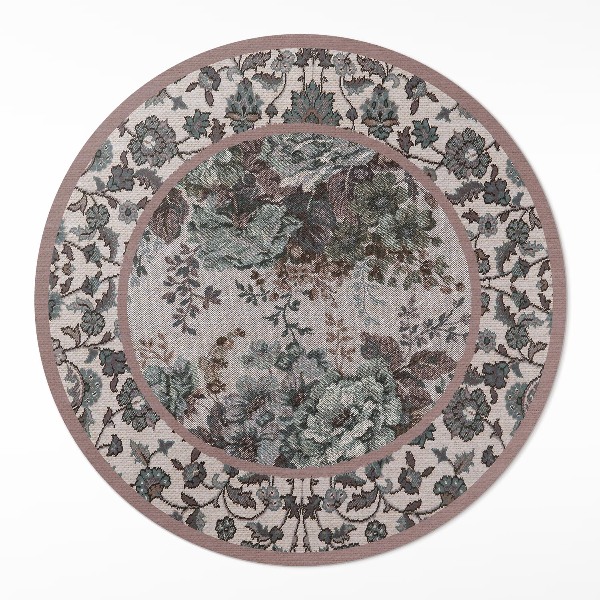 Tapis rond en vinyle Fleurs décoratives sur tissu