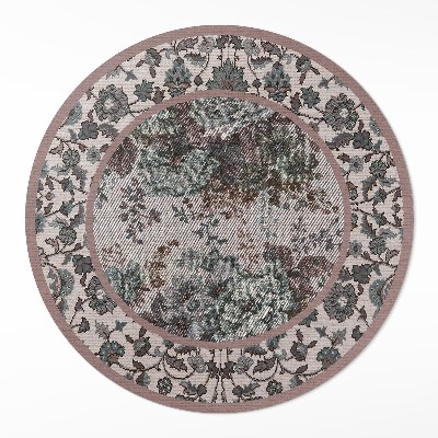 Tapis rond en vinyle Fleurs décoratives sur tissu