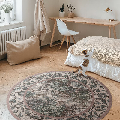 Tapis rond en vinyle Fleurs décoratives sur tissu
