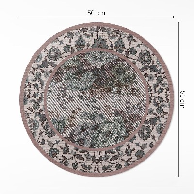 Tapis rond en vinyle Fleurs décoratives sur tissu