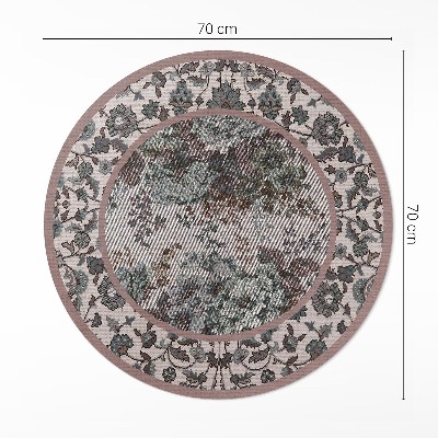 Tapis rond en vinyle Fleurs décoratives sur tissu