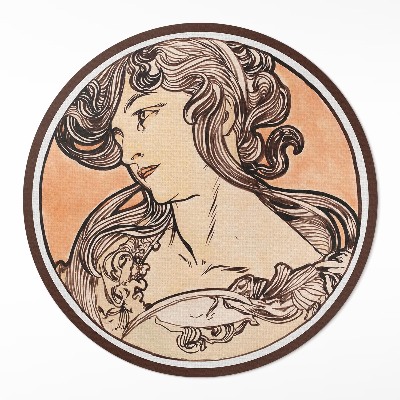 Tapis vinyle Portrait de femme par Alfons Mucha