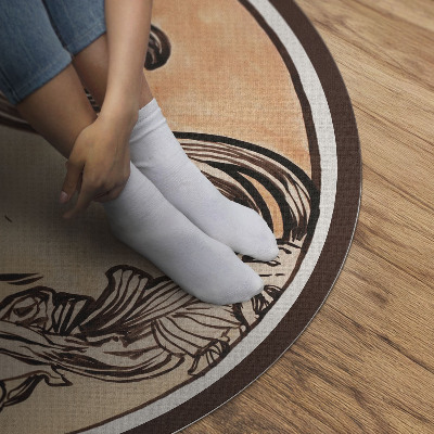 Tapis vinyle Portrait de femme par Alfons Mucha