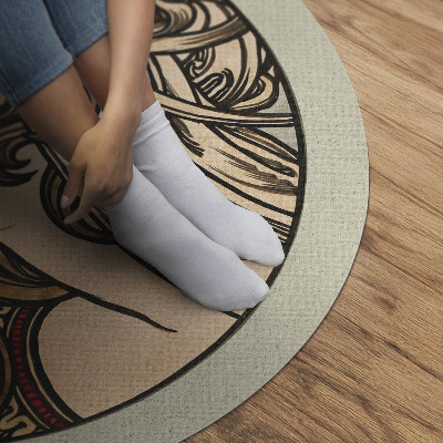 Tapis rond en vinyle Portrait féminin par Alfons Mucha