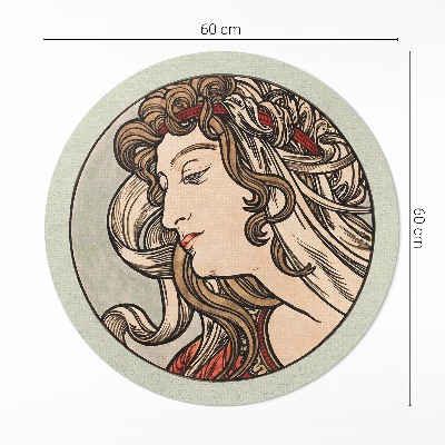 Tapis rond en vinyle Portrait féminin par Alfons Mucha