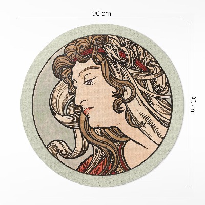 Tapis rond en vinyle Portrait féminin par Alfons Mucha