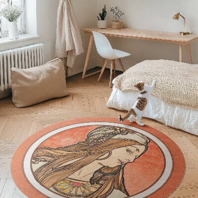 Tapis vinyle Femme du vitrail d'Alfons Mucha