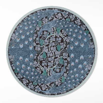 Tapis rond en vinyle Paons bleus dans les raisins