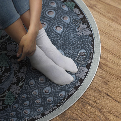 Tapis rond en vinyle Paons bleus dans les raisins