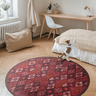 Tapis rond en vinyle Damier végétal décoratif
