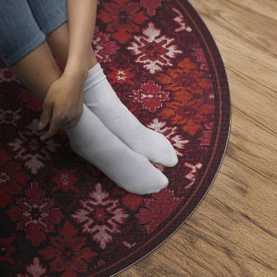 Tapis rond en vinyle Damier végétal décoratif