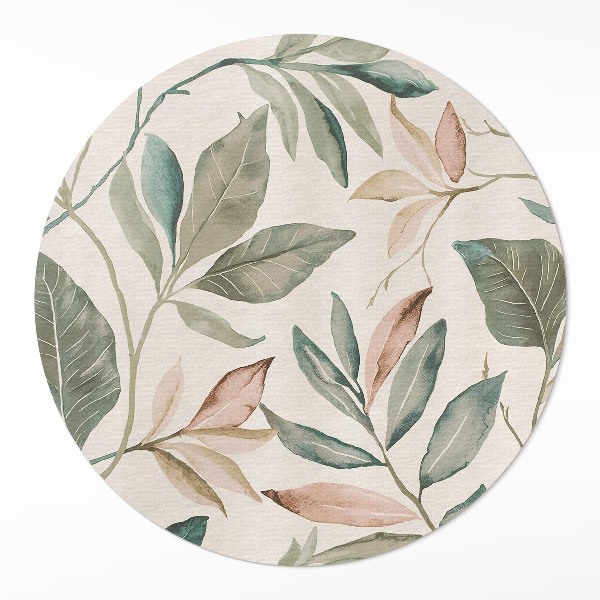 Tapis rond en vinyle Feuilles bohèmes délicates