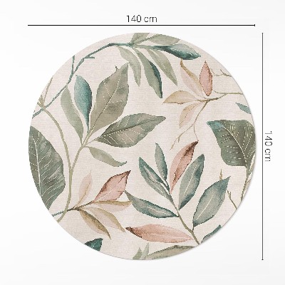 Tapis rond en vinyle Feuilles bohèmes délicates