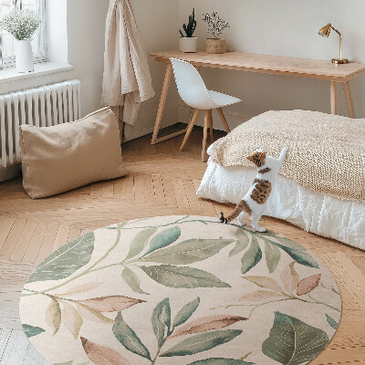 Tapis rond en vinyle Feuilles bohèmes délicates