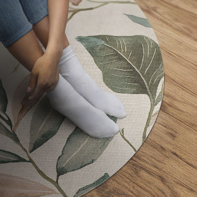 Tapis rond en vinyle Feuilles bohèmes délicates