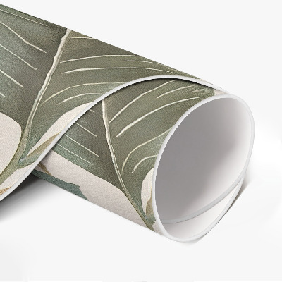 Tapis rond en vinyle Feuilles bohèmes délicates