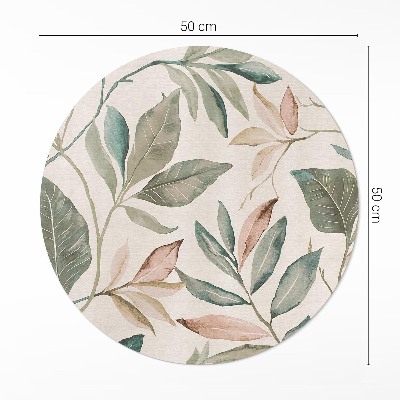 Tapis rond en vinyle Feuilles bohèmes délicates