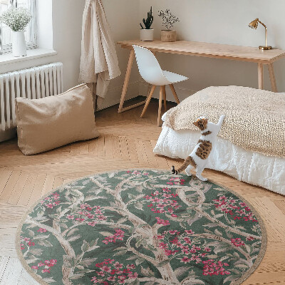 Tapis vinyle Branches avec feuilles et fleurs vintage