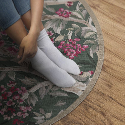 Tapis vinyle Branches avec feuilles et fleurs vintage