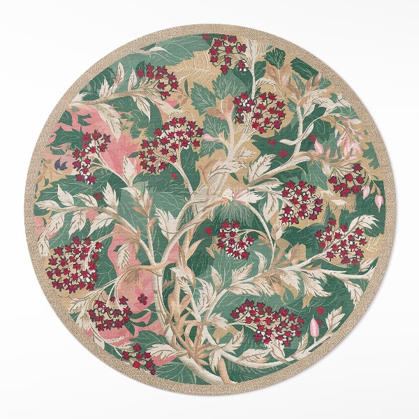 Tapis rond en vinyle Graphiques de plantes florales et feuillues vintage