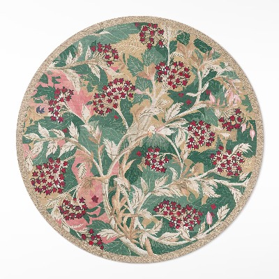 Tapis rond en vinyle Graphiques de plantes florales et feuillues vintage