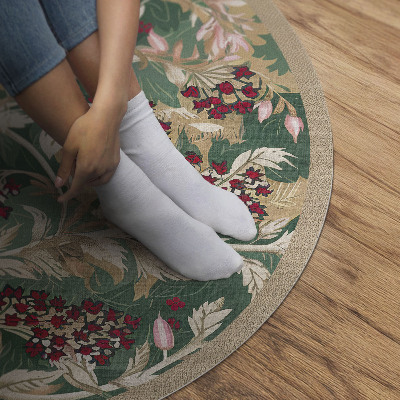 Tapis rond en vinyle Graphiques de plantes florales et feuillues vintage