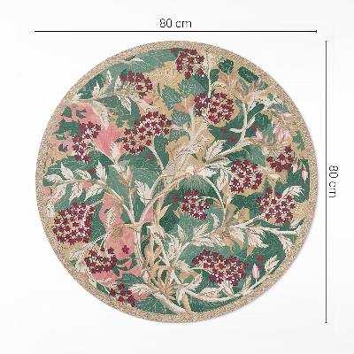 Tapis rond en vinyle Graphiques de plantes florales et feuillues vintage