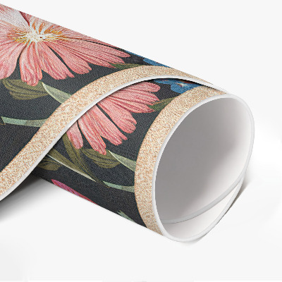 Tapis rond en vinyle Fleurs sauvages vintage colorées et délicates