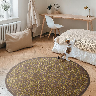 Tapis rond en vinyle Broderie décorative graphique à motifs géométriques