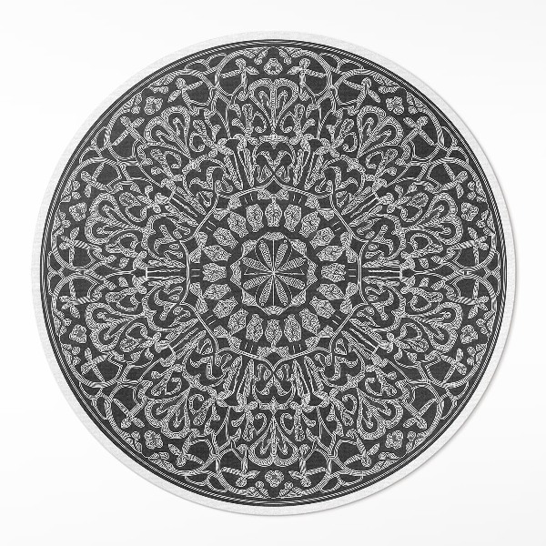 Tapis rond en vinyle Mandala arabesque géométrique oriental