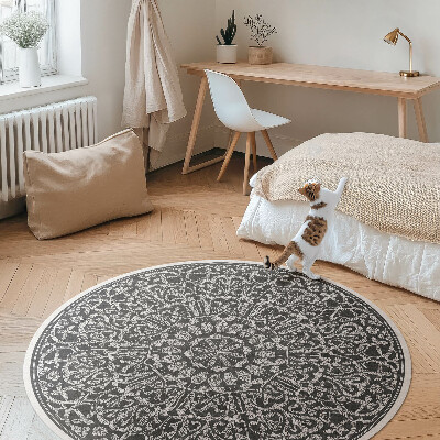 Tapis rond en vinyle Mandala arabesque géométrique oriental